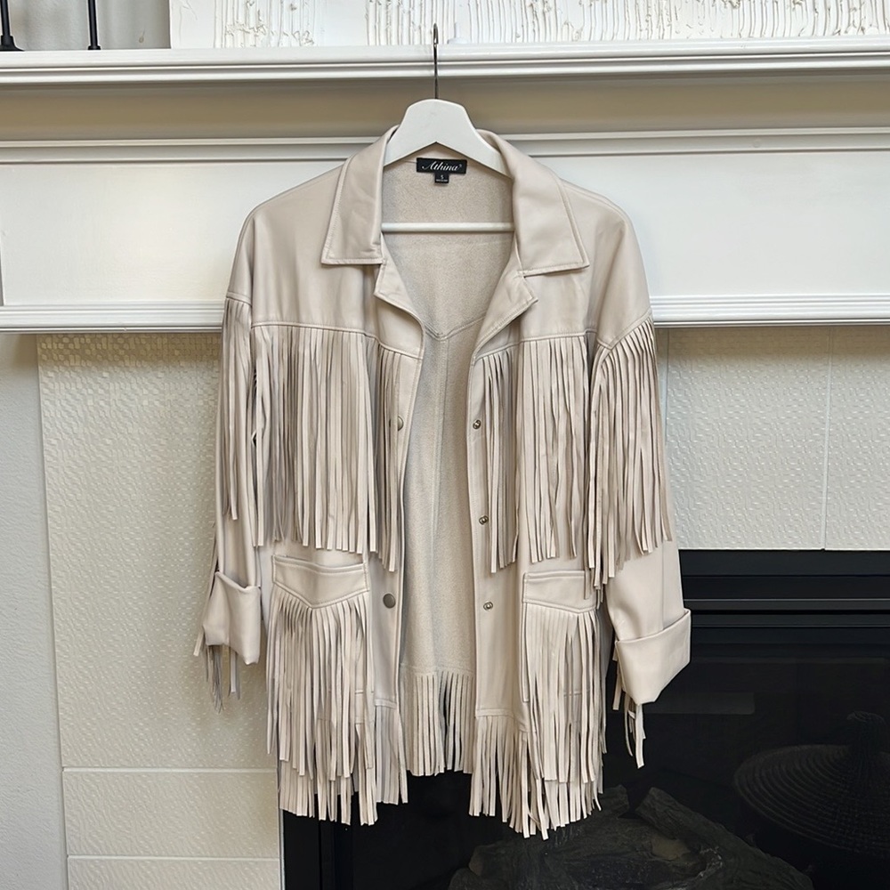 Stain on back - Dressed in Lala Faux Fringe Leather Jacket